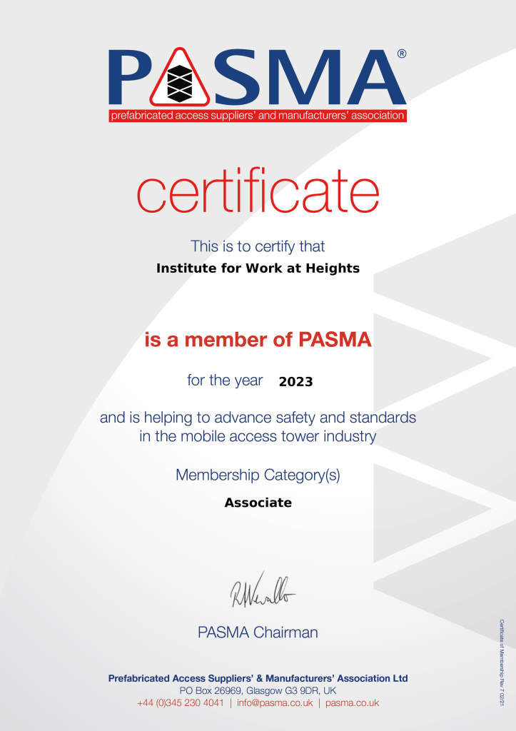 2023 pasma member certificate IFWH IWH